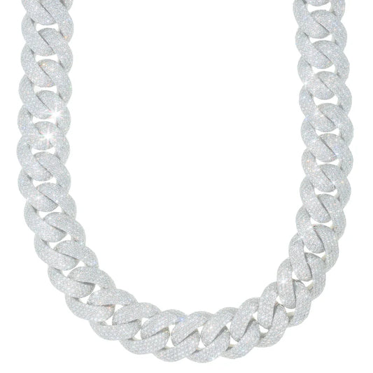 Cuban Link Chain - 10K Gold - White Gold 548.60 G - DIA 58.45 Ct - 22" inches