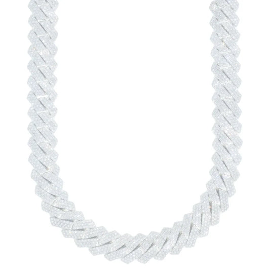 Cuban Link Chain - 14K Gold - White Gold 579.80G - DIA 45Ct - 22" inches