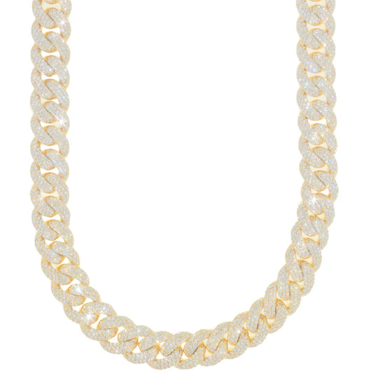 Cuban Link Chain - 14K Gold - Yellow Gold 324.10G - DIA 35ct- 20" inches