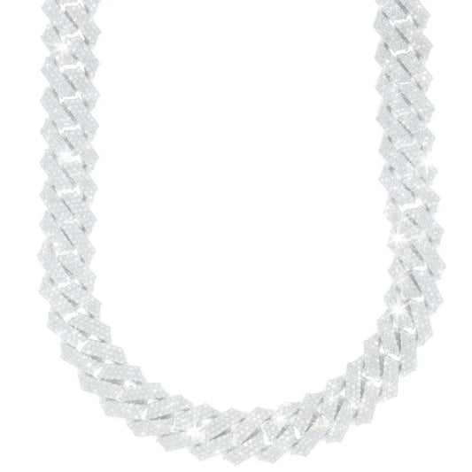 Cuban Link Chain - 14K Gold - White Gold 465.70G - DIA 35CT - 22" inches