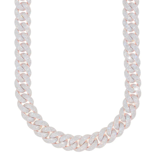 Cuban Link Chain - 10K Gold - Rose Gold 330G - DIA 38CT - 22" inches