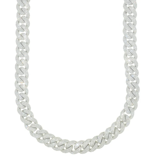 Cuban Link Chain - 10K Gold - White Gold 223.70G - DIA 28CT - 22" inches
