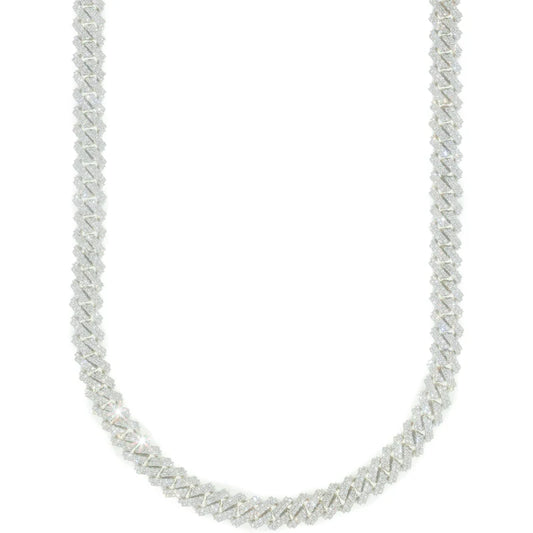 Cuban Link Chain - 10K Gold - White Gold 134.60 G - DIA 18.20 ct - 22" inches