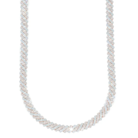 Cuban Link Chain - 14K Gold - Rose/White Gold 134 G - DIA 20.00 ct - 22" inches