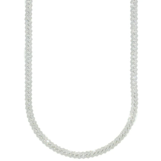 Cuban Link Chain - 10K Gold - White Gold 87.10 G - DIA 11.05 ct - 22" inches