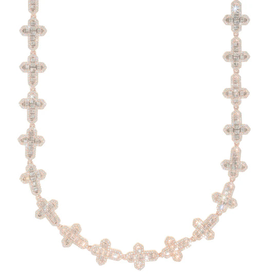 Cross Chain - 10K Gold - Rose Gold - 95.88G - DIA 17.70CT - 22" inches