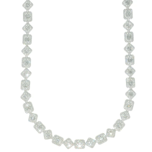 Baguette With Diamonds Chain - 14K Gold - White Gold - 71.20G - DIA 17.71CT - 20" inches