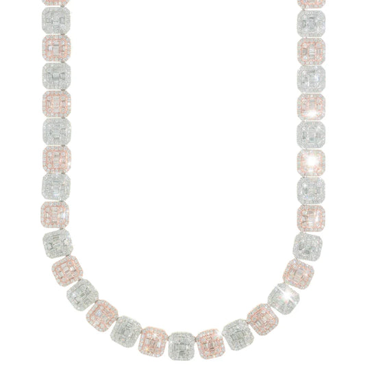 Baguette Chain - 10K Gold - Rose/White Gold - 105.80G - DIA 34.80CT - 22" inches