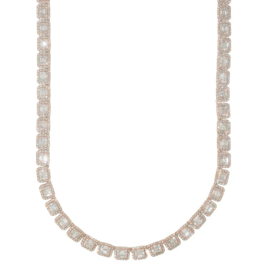 Baguette Chain - 10K Gold - Rose Gold - 105.80G - DIA 34.80CT - 20" inches