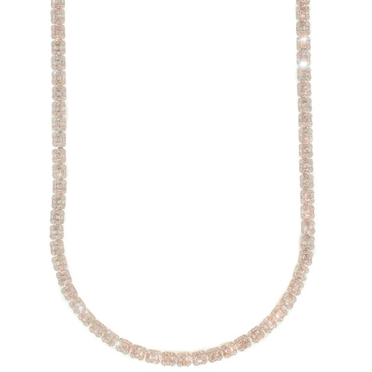 Baguette Chain - 10K Gold - Rose Gold - 65.60G - DIA 25.00 CT - 22" inches