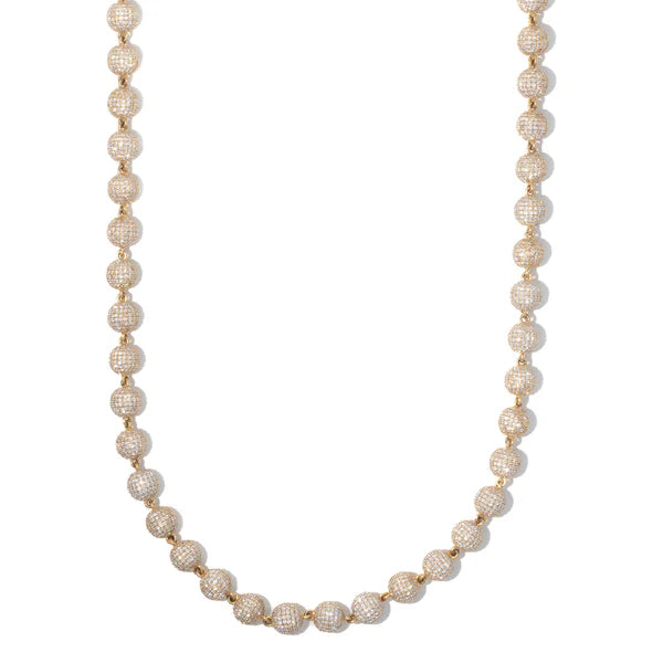 Gold Ball Chain With Diamonds - 10K Gold - Yellow Gold - 79.80G - DIA 48.60 ct - 22 inches