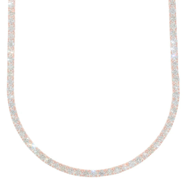 Rose Gold Tennis Chain - 14K Gold - DIA38.90CT - 55.50G- 24" inches