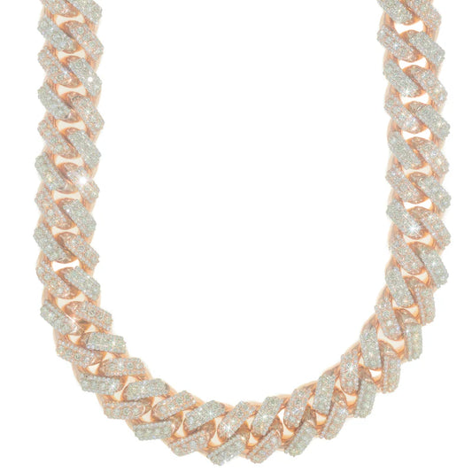Cuban Link Chain - 14K Gold - Rose Gold 617 gr - DIA 65 Ct - 19" inches