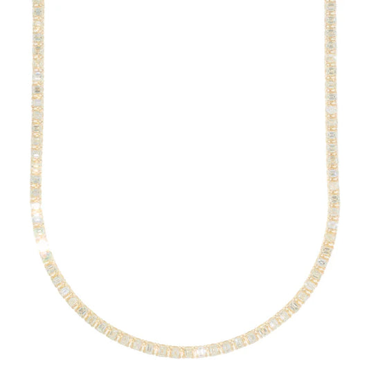 Yellow Gold Emerald Tennis Chain - 14K Gold - DIA22.86CT - 40.60G - 21" inches