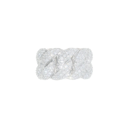 Cuban Link Ring - 14K - White Gold 16.6g - D 2.50 CT