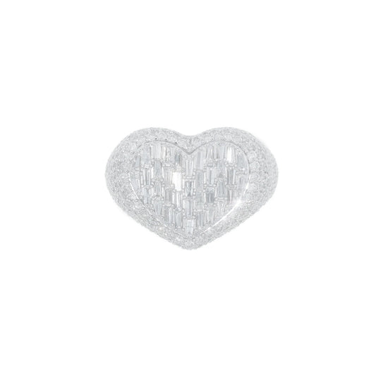 Heart Ring With Emeralds - 10K - White Gold 10.54g - D 3.89 CT