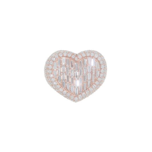 Heart Ring With Emeralds - 10K - Rose Gold 9.79g - D 3.89 CT
