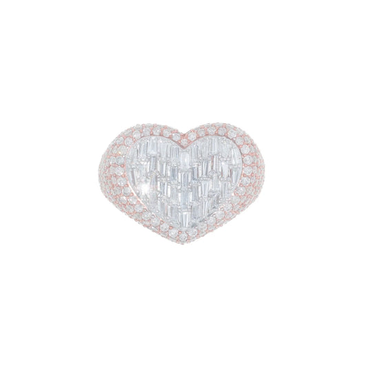 Heart Ring With Emeralds - 10K - Rose / White Gold 10.30g - D 3.88 CT