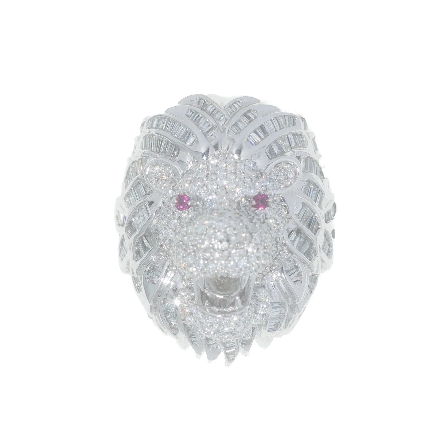 Lion Ring – 14K – White Gold 43.0g – D 4.00 CT