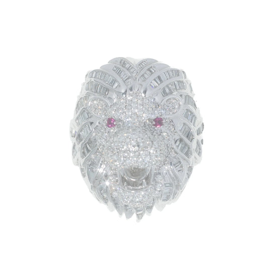 Lion Ring – 14K – White Gold 43.0g – D 4.00 CT