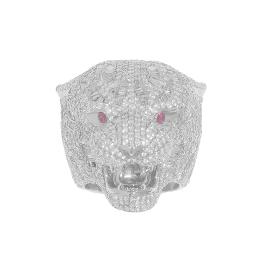 Tiger Ring – 14K – White Gold 41.0 g – D 8.05 CT