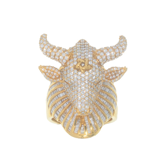 Goat Ring – 14K – Yellow Gold 44.0g – D 6.00 CT
