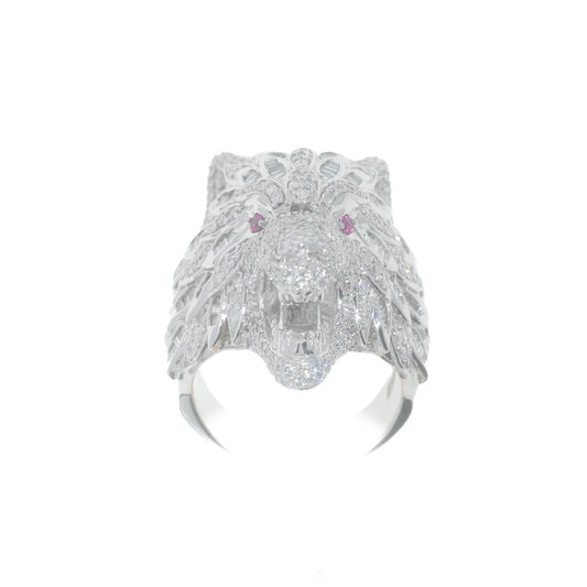 Wolf Ring – 14K – White Gold 44 g – D 3.55 CT