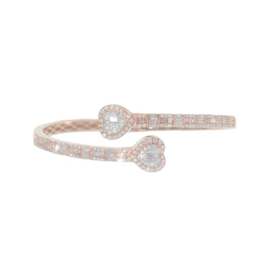 Heart Shape Bangle With Diamond's - 14K - Rose Gold 19.1g - D 2.11 CT