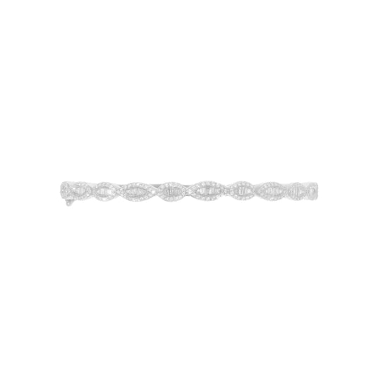 Bangle With Diamond's & Baguette's - 18K - White Gold 16.40g - D 1.12 CT