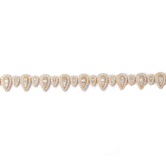 Pear Bracelet With Diamonds And Baguettes - 10K - Rose Gold 19.50 g - D 5.50 ct - 8 inches
