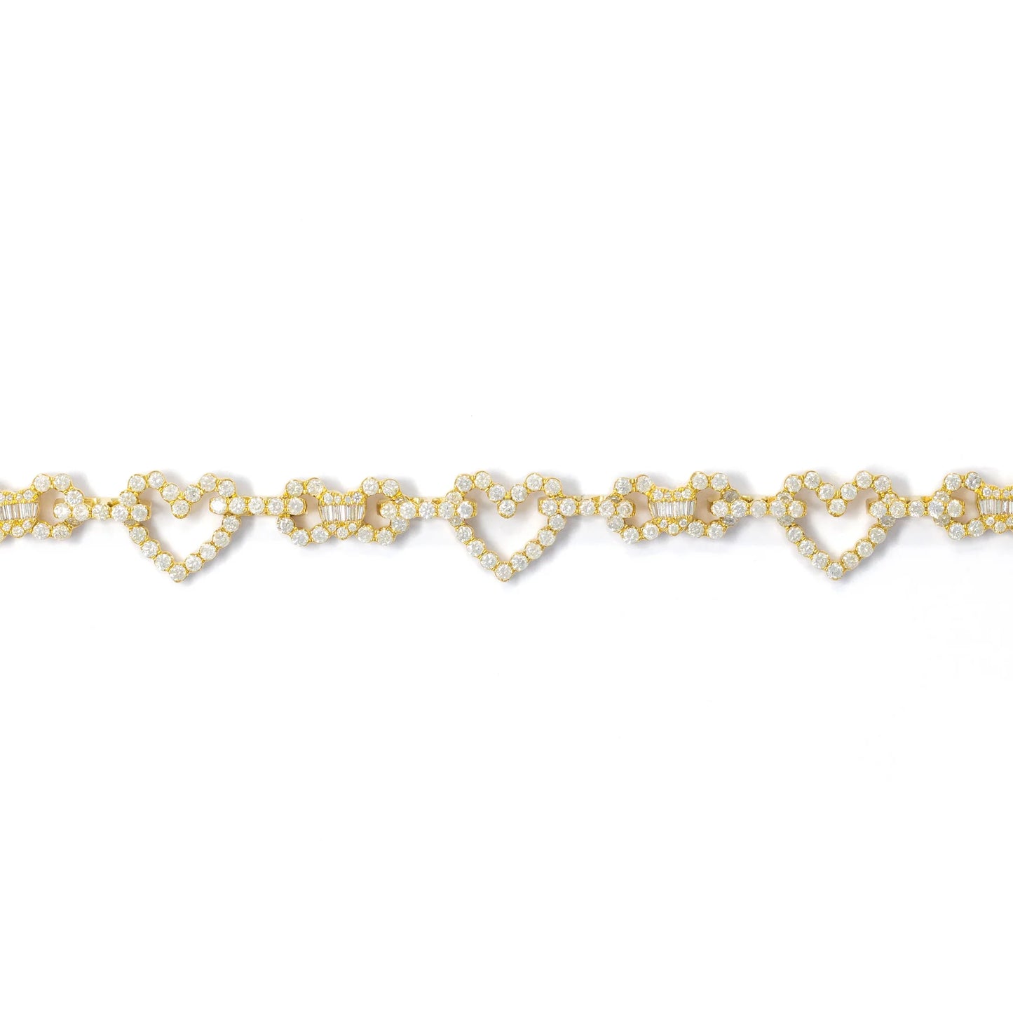 Heart Bracelet With Diamonds - 14K - Yellow Gold 20.70g - D 5.20 CT - 8 inches