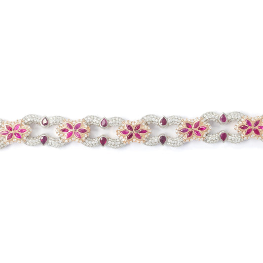 Infinity Bracelet With Diamonds - 10K - Rose Gold 58.70 g - D 14.18 ct - 8 inches