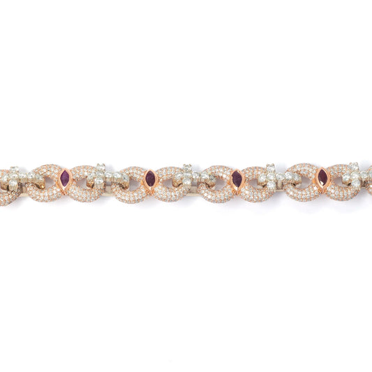 Infinity Cross Bracelet - 10K - Rose & White Gold 51.50 g - D 15.09 ct - 8 inches