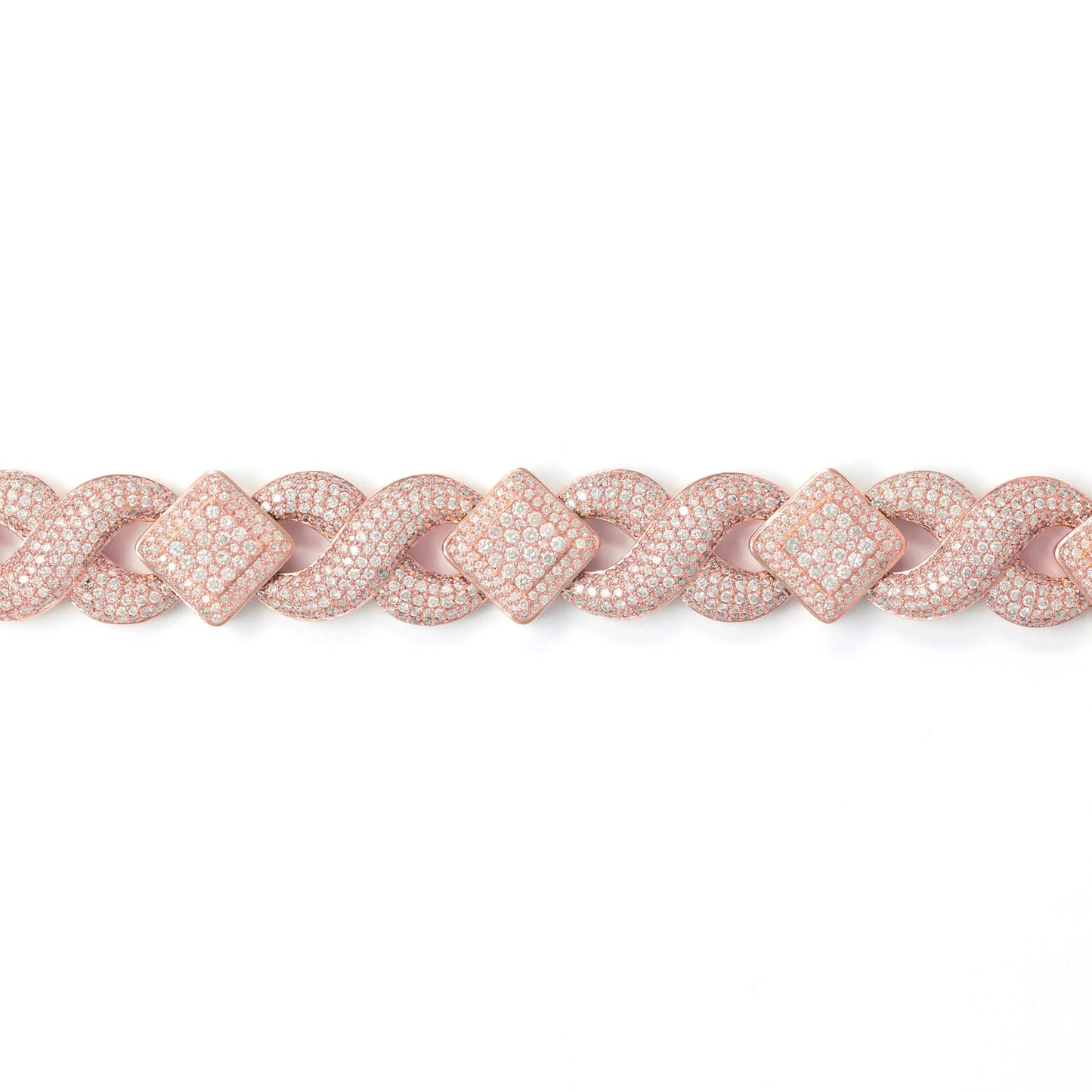 Infinity Bracelet With Diamonds - 10K - Rose Gold 75.10g - D 12.26 ct - 8 inches