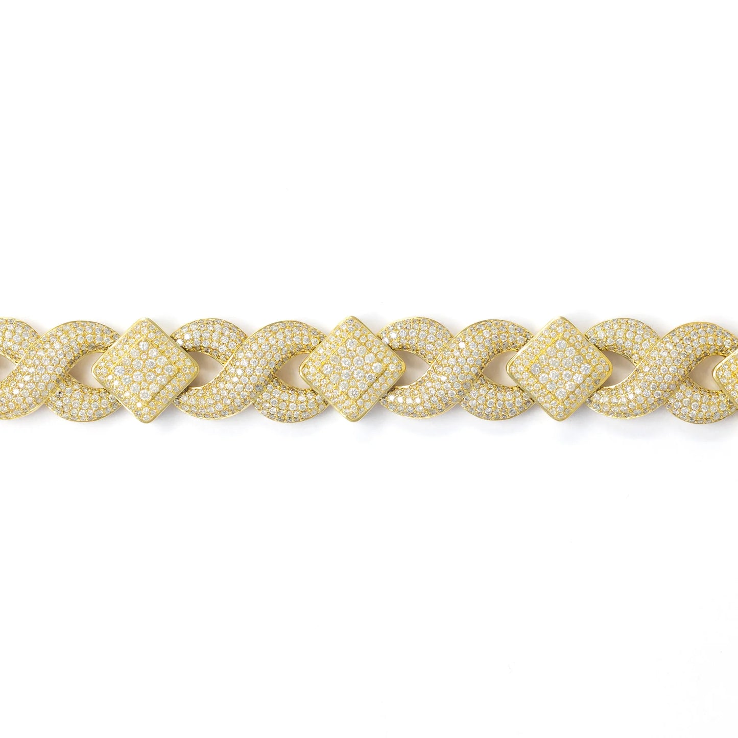 Infinity Bracelet With Diamonds - 10K - Yellow Gold 75.10g - D 12.26 ct - 8 inches