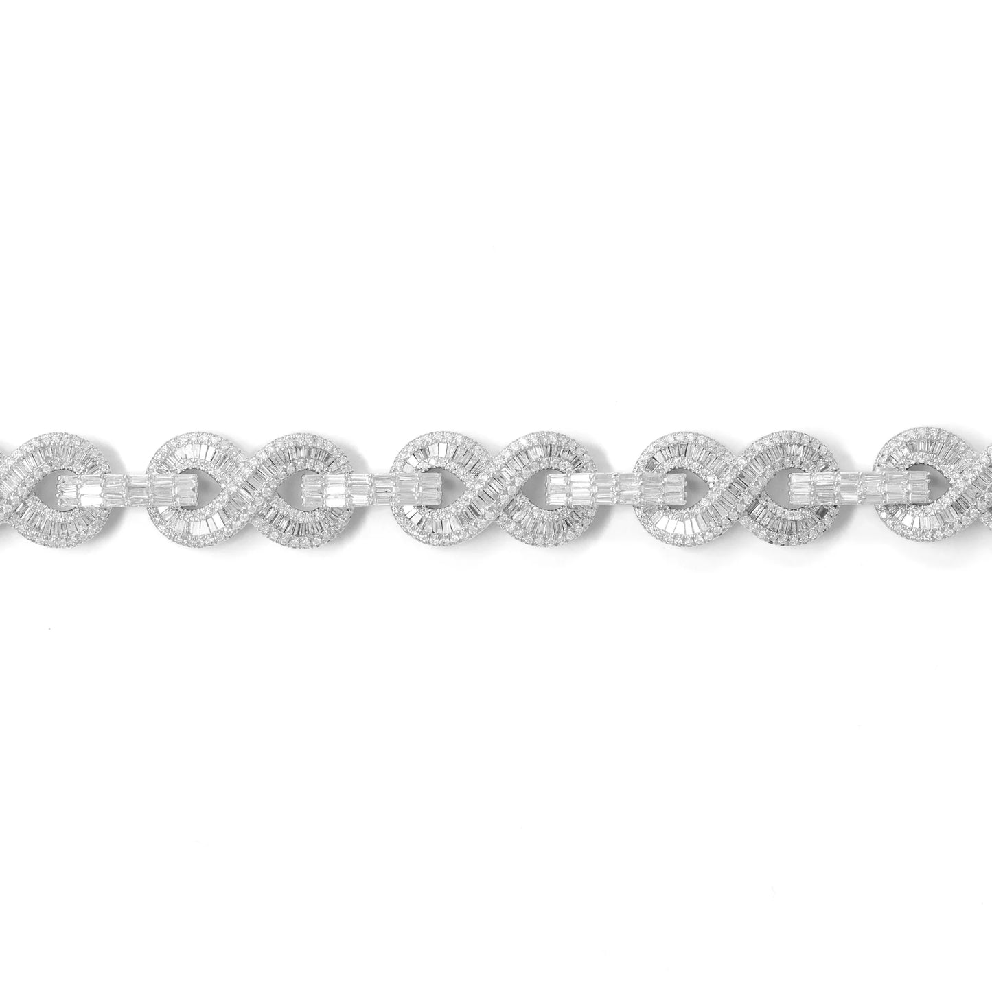 Infinity Bracelet With Diamonds - 10K - White Gold 58.10g - D 5.37 ct / R 15.65 ct - 8 inches