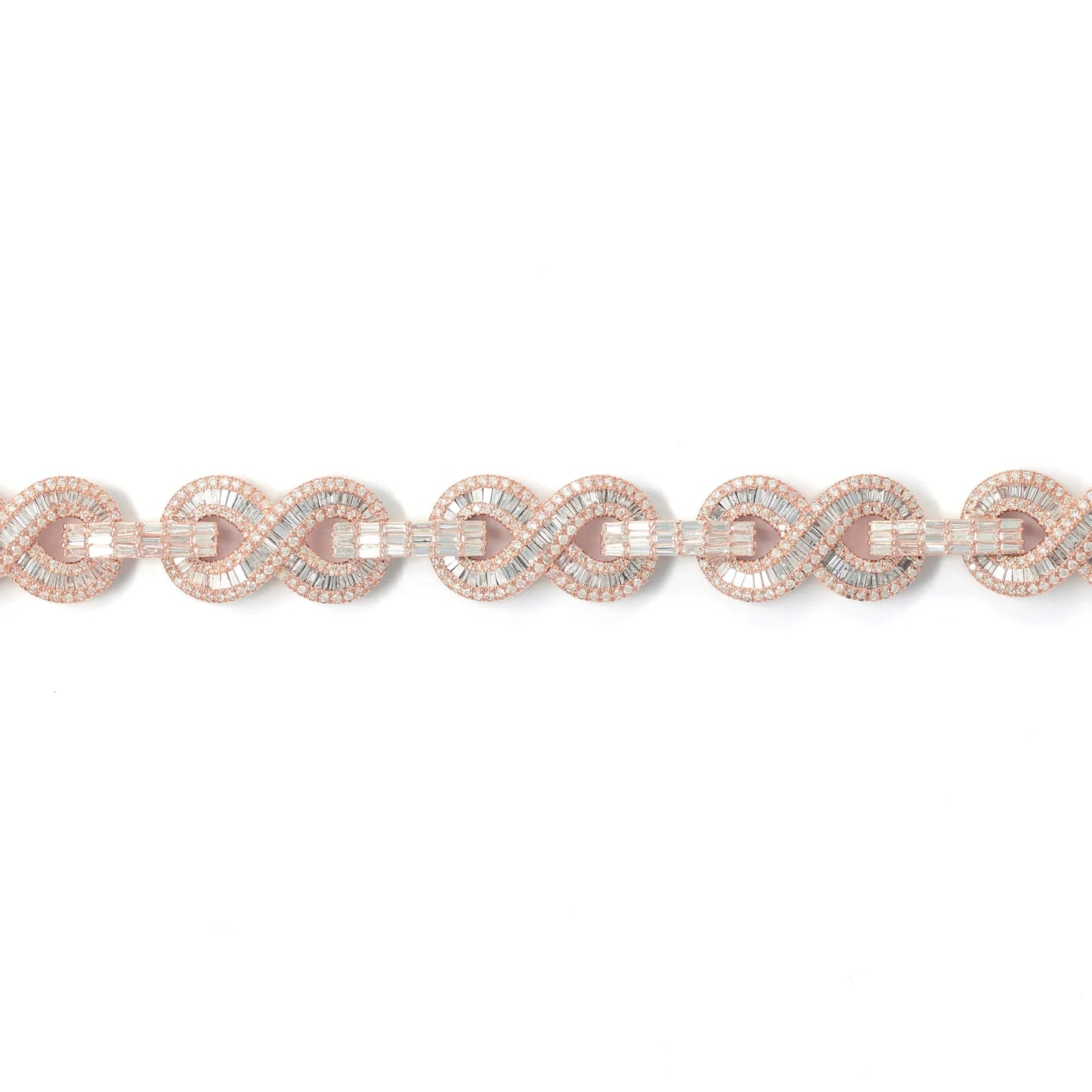 Infinity Bracelet With Diamonds - 10K - Rose Gold 58.10g - D 5.37 ct / R 15.65 ct - 8 inches