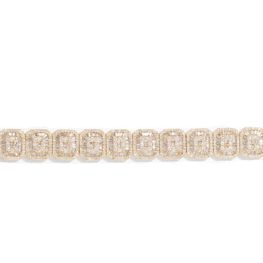 Bracelet With Diamonds And Baguettes – 14K – Yellow / White Gold 40.6 g – D 9.55 CTW – 7 inches