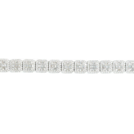 Bracelet With Diamonds And Baguettes – 14K – White Gold 50.8 g – D 9.37 CTW – 7 inches