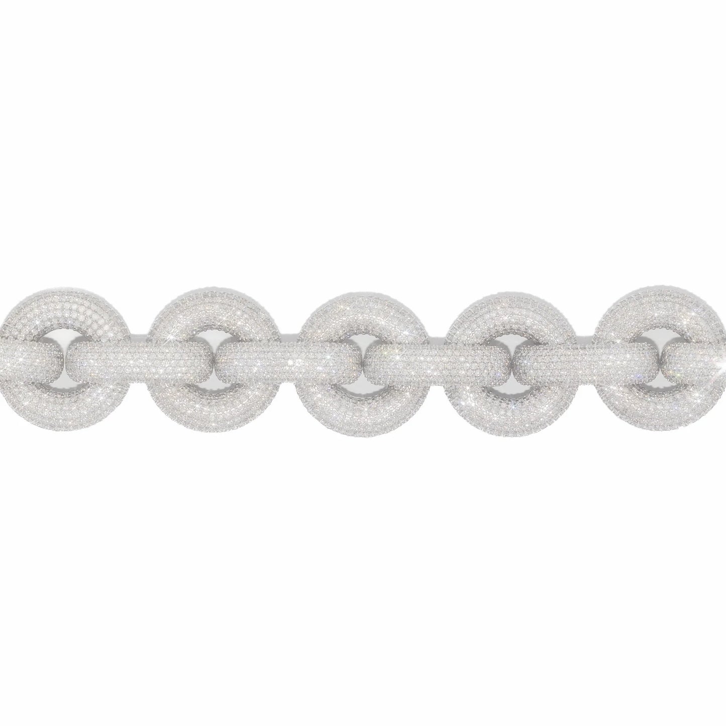 Iced Out Circle Link Bracelet - 14K - White Gold 174 g - D 33.08 CTW - 7.5 inches