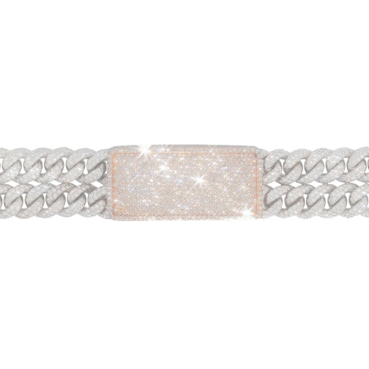 Double Cuban Link Bracelet - 14K - Yellow / White Gold 161.80g - D 19.14 ct - 8 inches