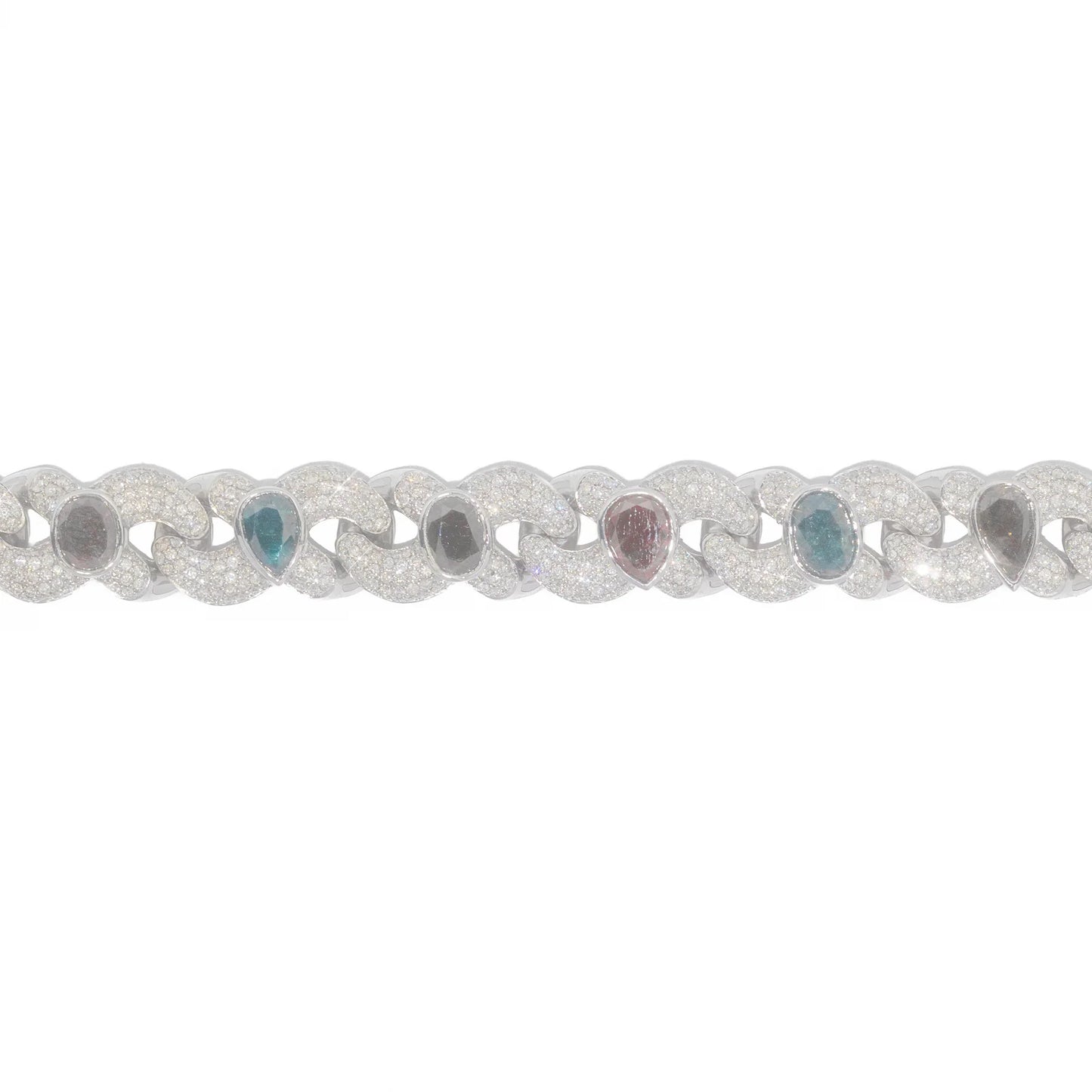Infinity Link Bracelet With Diamonds - 10K - Yellow / White / Rose Gold 76.1g - D 8.13 Ct & 18.17 Ct - 7.5 inches