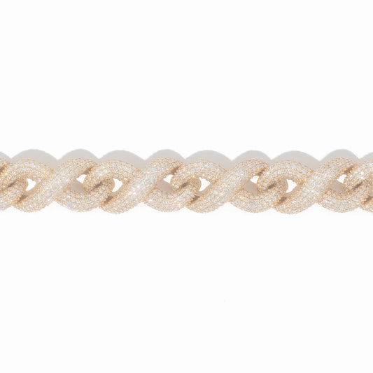 Infinity Bracelet - 14K - Yellow / White / Rose Gold 66.0g - D 10.28 ct - 7.5 inches