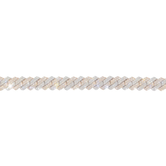 Cuban Link Bracelet - 10K - Yellow / White Gold 99.70g - D 14.20 CTW - 8 inches