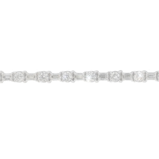 Tennis Bracelet With Emeralds - 14K - White Gold 22.3g - D 6.72 CT / EM 5.83 CT - 7.5 inches