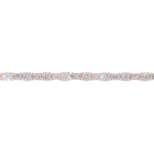 Tennis Bracelet With Emeralds – 14K – Rose Gold 13.40g – D 6.24 CT / EM 6.58 CT – 7.5 inches