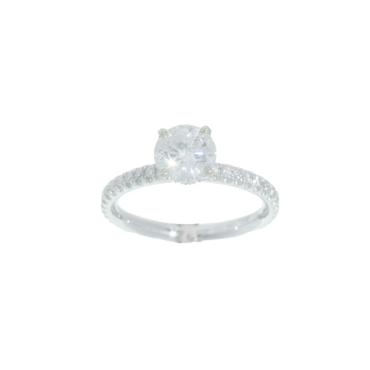 Engagement Ring – 18K – White Gold 2.20 g – D 0.50 CT / Center 0.90 CT