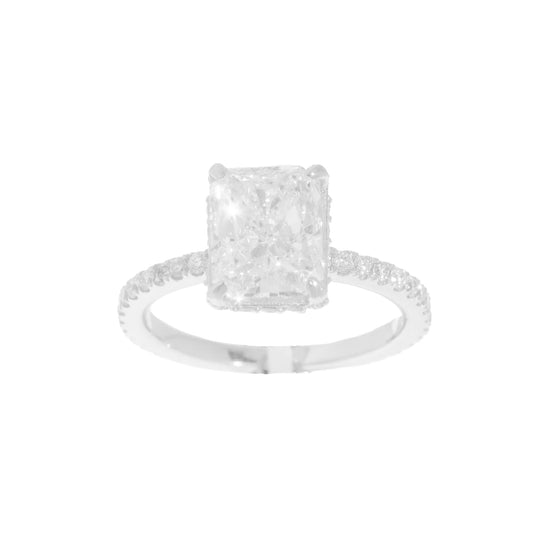 Engagement Ring – 14K – White Gold 3.6 g – D 0.97 CT / Center 3.02 CT