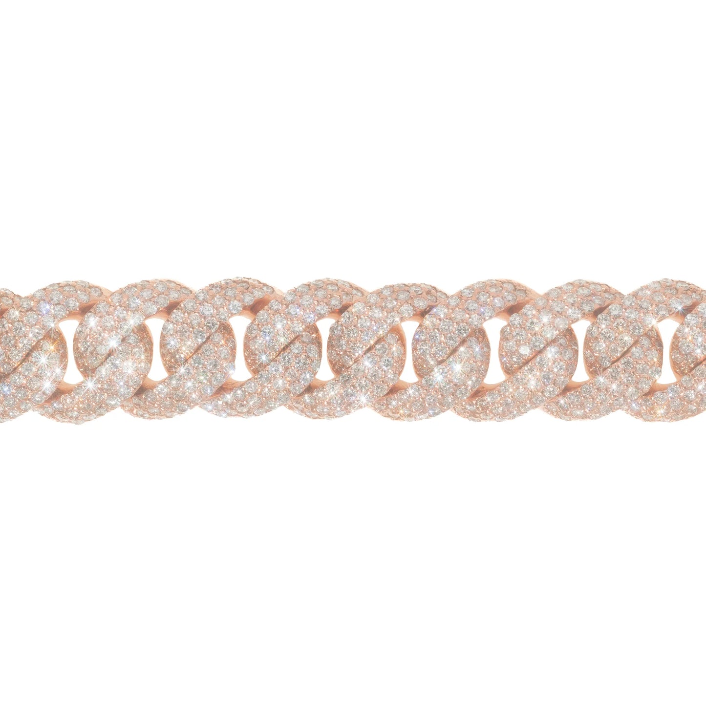 Cuban Link Bracelet - 10kt - Rose Gold 201.6g - D 27.02 ct - 8 inches