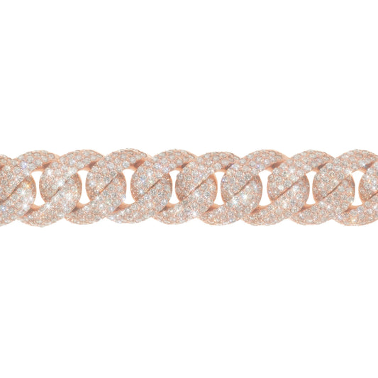 Cuban Link Bracelet - 10kt - Rose Gold 201.6g - D 27.02 ct - 8 inches